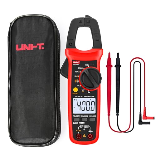 UNI-T Digital Clamp Meter UT203+, AC Current True RMS HVAC Volt Amp Ohm Meter Clamp On Multimeter, Auto Ranging 4,000 Counts NCV AC DC Voltage Frequency Resistance Capacitance Continuity Diode Tester - size: UT203+