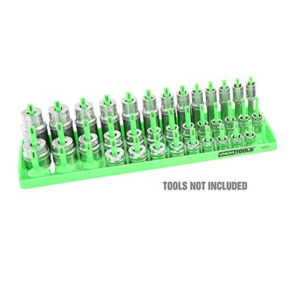 OEMTOOLS 22339 3-Post SAE Socket Tray Set, 3 Piece, Deep, Shallow, and Impact 3 Row Socket Organizer for Tool Box Drawer, Holds 120 Tools, 1/4, 3/8 and 1/2 Inch Drive, SAE, Green - size: 3 Piece SAE