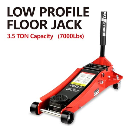 3.5 Ton Low Profile Floor Jack, Hydraulic Racing Floor Jack with Dual Pistons Quick Lift Pump for Sport Utility Vehicle, Lifting Range 4"-21" (3.5 Ton Lifting 4"-21") - size: 3.5 Ton Lifting 4"-21"