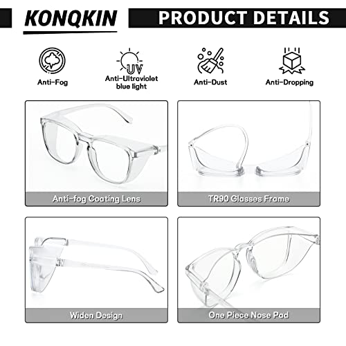 Safety glasses Goggles Nurses Protective Eyewear - Anti Fog Square Frame Stylish Clear Glasses for Women Men - color: B04-gery Pink