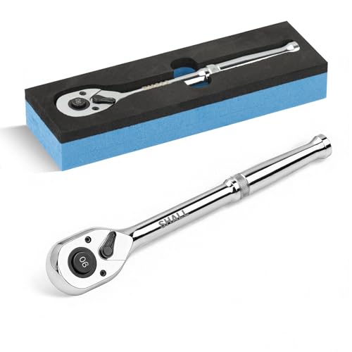 SHALL 3/8-Inch Drive Ratchet, 90-Tooth Quick-Release Ratchet Wrench | Reversible, Full Polished, Made of Chrome Alloy, Ideal for Auto Maintenance, Household DIY and Home Repairs - size: 3/8"