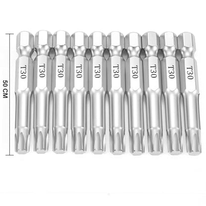 T30 Torx Bits(10-Pack 2 Inch), 1/4 Inch Hex Shank S2 Steel Magnetic star 6 Point Screwdriver bit set - style: T30
