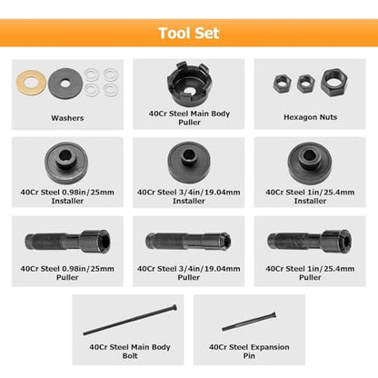Mofun Wheel Bearing Tool Wheel Bearing Puller Kit Compatible with Harley Most Motorcycles Twin Cam Sportster 2000-2024, Removal and Installation Tool for 0.75" 1.0" and 25mm Bearings