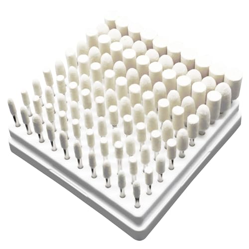 100 Pcs Bullet Shape Wool Felt Polishing Bits, 1/8'' Shank Cone and Cylinder Shape Wool Polishing Points for Rotary Tool (4mm,5mm,6mm,8mm,10mm)