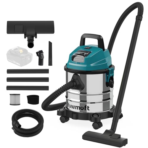 4 Gallon Cordless Shop Vac Compatible with 18V Battery, Cordless Shop Vacuum Wet and Dry with 16 Kpa Strong Suction & Blower, Battery Powered Shop Vac for Car, Home and Garage (Tool Only)
