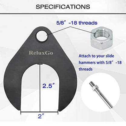 ReluxGo Inner CV Axle Removal Tool 48mm 63mm with Nut, Front Wheel Drive Axle Pulley Attachment, Fits Slide Hammers with 5/8"-18 Threads, CV Joint Axle Removing Tool
