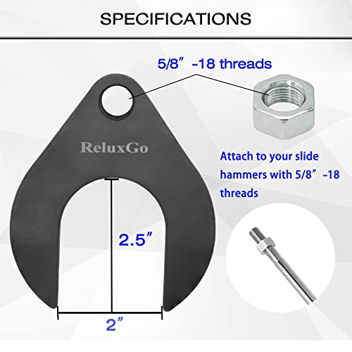 ReluxGo Inner CV Axle Removal Tool 48mm with Nut, Front Wheel Drive Axle Pulley Attachment, Fits Slide Hammers with 5/8"-18 Threads, CV Joint Axle Removing Tool - size: 48mm CV Joint Fork Adapter