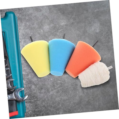 Zerodeko 4pcs Wheel Polishing Sponge Buffing Kit Durable Car Cleaning Pads with Polishing Cone for Automotive Detailing and Hub Shine Restoration