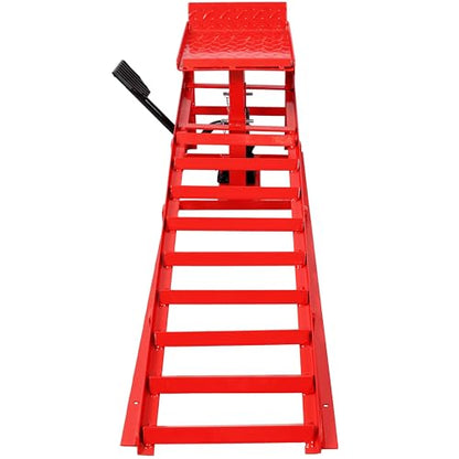 2 Pack Hydraulic Car Ramps with Pedal Auto Car Truck Service Ramps Lifts Low Profile Car Lift Service Ramps Truck Trailer Garage,Height Hydraulic Vehicle Ramps 5 T 10000 LBS (Red) - color: Red