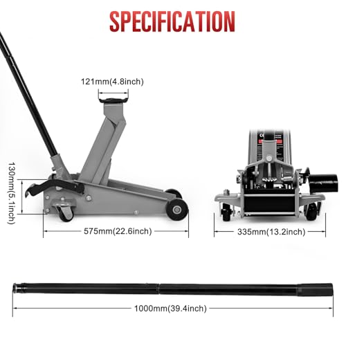 Nilight 3 Ton Floor Jack, Heavy-Duty Steel Car Service Jack with Quick Lift Pump, 5.31"-19.69" Lifting Range - style: Single Pump