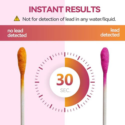 AssuTest Lead Test Kit: 30 High-Sensitivity Lead Test Swabs for Dishes Paint Ceramics Toys Jewelry Metal Wood & All Surfaces Results in 30 Seconds Reliable Lead Testing Solution - size: 30Pcs