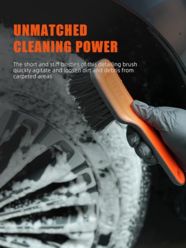 SPTA Tire Brush, Carpet Cleaning Brush, 2Pcs Wheel Brush, Carpet Cleaning Brush,Stiff Synthetic Bristles, Ergonomic Design Handle, Scrub Brush for Floor Mats,Car Wheel Hub Cleaning,Car Interior, Home - color: Tire Brush