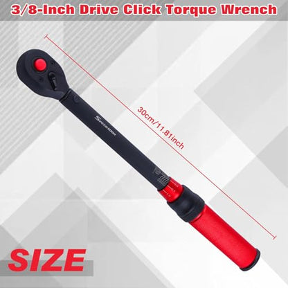 SPEEDWOX 3/8-Inch Drive Click Torque Wrench 72-Tooth Bicycle Torque Wrench Dual-direction Torque Wrenches 72-Tooth Dual Range Scales Torque Wrench with Quick Release Head 10-60 Nm for Bike Motorcycle - size: 3/8"