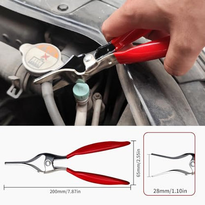 WISEUP 4PCS Hose Clamp Pliers Set - Includes 27" Long Reach Wire Spring Plier, Clic-R Type Pliers, Hose Remover & Flat Band Clamp Tool - for Automotive Fuel, Oil, Coolant, Radiator Hoses