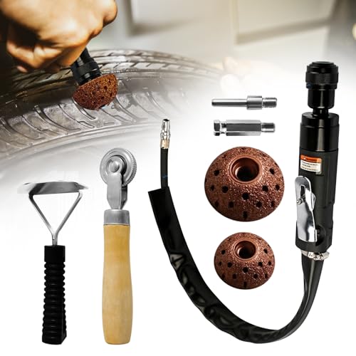 Tire Repair Patch Tools, Include 2500rpm Heavy Duty Low Speed Tire Buffer, Tire Buffing Wheels 42 mm 55mm, Tire Patch Roller Scraping Cutter
