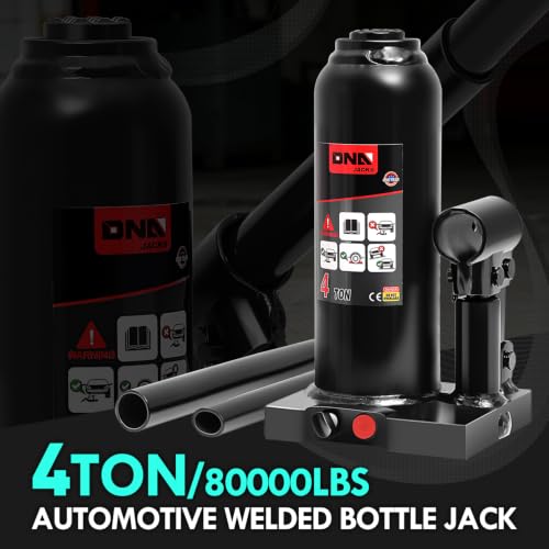 DNA Motoring 4 Ton / 8000 lbs Lifting Automotive Welded Hydraulic Bottle Jack for Car SUV Pickup, Auto Repair, with Manual Handle & Carrying Storage Case, Black - color: black, style: 4 ton