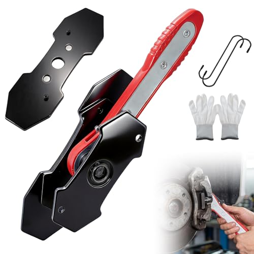 360° Ratcheting Brake Caliper Press Tool, For Quick Brake Pad Changes | Brake Caliper Tool with Piston Press Tool & 2 Steel Plates, Includes 2 Caliper Hooks + 1 Pair Gloves,Caliper Compression Tool