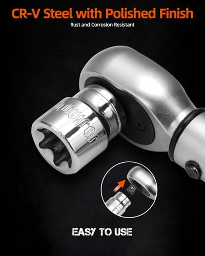 13-Piece E-Torx Socket Set with 6-Point Star Design - E4 to E20 Sizes, 1/4” & 3/8” Drive, Hardened CR-V Steel, Impact Wrench Compatible, Sturdy Molded Case - style: E-Torx Socket Set