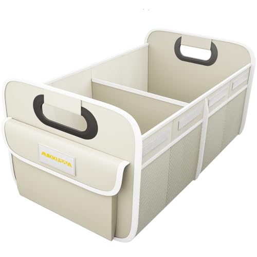 MIKKUPPA Car Trunk Organizer - 70L Collapsible Trunk Organizer with Reinforced Handles for Groceries, Car Storage Organizers for SUV Auto Truck Van with Non Slip Bottom (White) - color: White, size: Medium