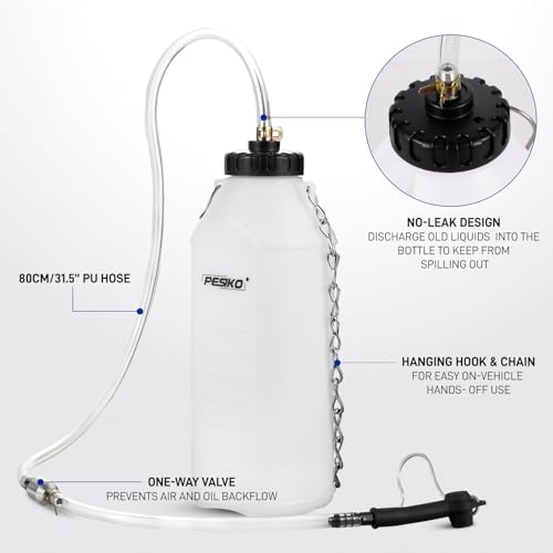 1L Brake Bleeder Bottle One Way Check Valve, Brake Fluid Bleeder Kit | 24 inch Tube and Rubber Connector, Collect Waste Brake Fluid - color: 1 L Reservoir Bottle with One Way Check Valve