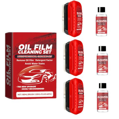 Oil Film Cleaning Brush for Windshield,Improves Driving Visibility(3PCS) | Rain Repellent Windshield Cleaner Tool , Anti-Rain Coating,Windshield Cleaner,Kit with Supplements & Towel