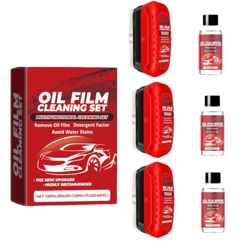 Oil Film Cleaning Brush for Windshield,Improves Driving Visibility(3PCS) | Rain Repellent Windshield Cleaner Tool , Anti-Rain Coating,Windshield Cleaner,Kit with Supplements & Towel