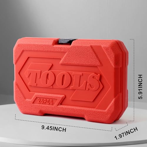 25 Piece Torx Bit and Socket Set, 13 Star Bits (T8- T60) & 12 E-Torx Sockets (E4-E22), Professional Grade Auto & Motorcycle Mechanic Set - style: 25PCS T & E socket set
