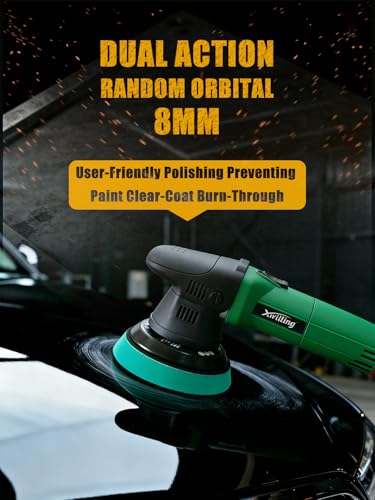 Buffer Polisher, 5-Inch 8MM Dual Action Random Orbital Car Polisher with 6 Variable Speed MAX4500 RPM, Car Detailing Kit for Car Detailing Polishing and Waxing