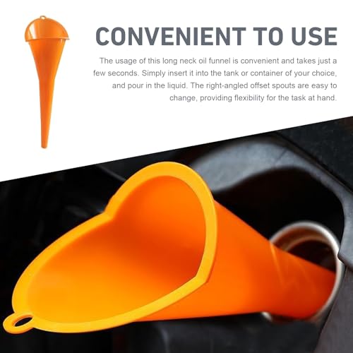 2 PCS Oil Funnel, Automotive Multi-Function Long Neck Fuel Funnel, Plastic Anti-Spill Engine Funnel for Filling Engine Oils, Water, Diesel Fuel, Kerosene and Other Liquids (Orange) - color: Orange