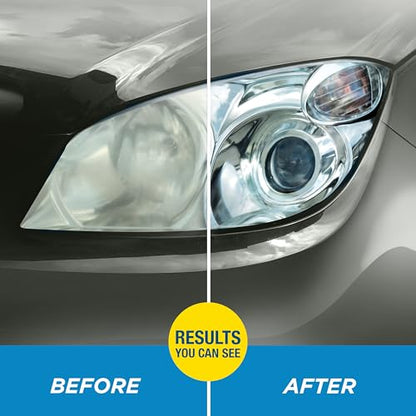 Rain-X 610153 Headlight Restoration Kit - Car Light Lens Cleaner/Restorer with Sanding & Polishing Drill Attachments & Sealant Wipe, Removes Scratches & Oxidation- All in 1 Long Lasting Formula - style: Headlight Restoration Kit - Drill Required