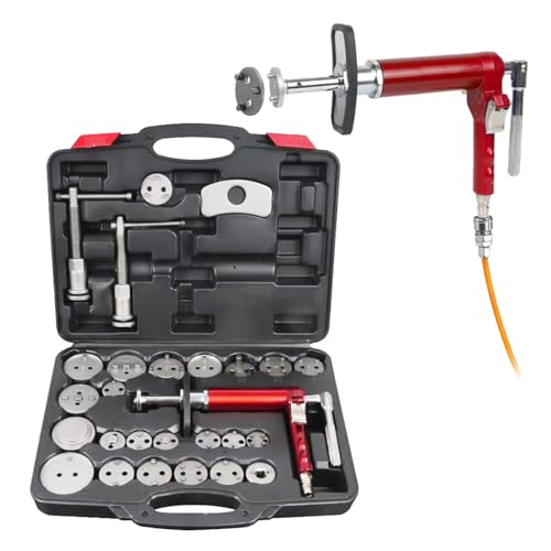 Angchun Pneumatic Brake Caliper Compression Tool, 28-Piece Heavy Duty Disc Brake Caliper Piston Compressor Rewind Tool Set Wind Back Tool Kit with 23 Adapters for Brake Pad Replacement Reset - size: 28PCS Pneumatic Brake Caliper Compression Tool