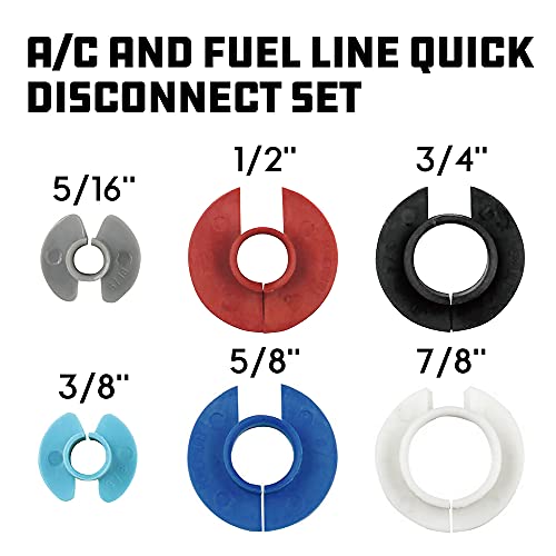 Powerbuilt 6 Piece A/C and Fuel Line Disconnect Set, 5/16" 3/8" 1/2" 5/8" 3/4" 7/8", For Quick and Easy Separation of Fuel, A/C and Automatic Transmission Line Quick-Disconnect Fittings - 648424