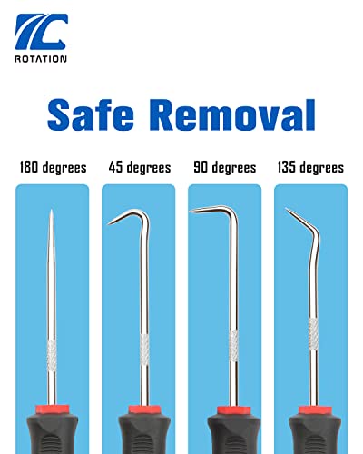 ROTATION Precision Hook and Pick Set with Scraper, 9 Piece Set, Chrome Vanadium Steel Shaft, for Remove Hoses and Gaskets, Auto and Electronics maintenance tools - color: 9pc Set