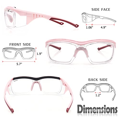 UKNOW Safety Glasses Anti Fog, Eye Protection with Clear UV Protection Lenses & Side Shields, ANSI Z87.1 Protective Eyewear - color: Pink