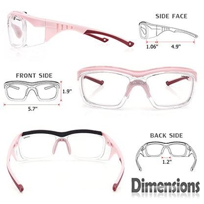 UKNOW Safety Glasses Anti Fog, Eye Protection with Clear UV Protection Lenses & Side Shields, ANSI Z87.1 Protective Eyewear - color: Pink