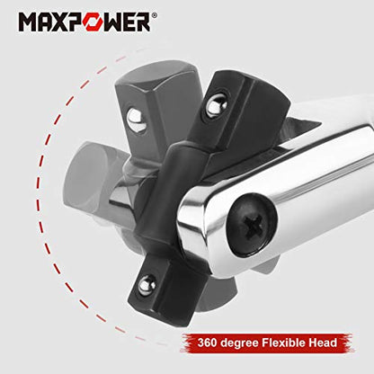 MAXPOWER 15-inch Breaker Bar 1/2 drive and 3/8 drive Flex Handle - size: 15 inch Dual Drive 3/8"+1/2"