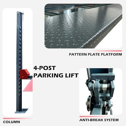 9000LBS Heavy Duty 4 Post Car Lift with Copper Motor | Portable Car Lifts for Home Garage | Car Storage Lift 4 Post Parking Lift - size: MJ-4T-40A