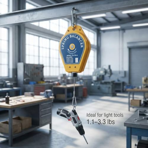 QWORK Spring Balancer 2 Pack 1.1–3.3 lbs Load Range – Adjustable Retractable Tool Hanger for Assembly, Workshop & Garage