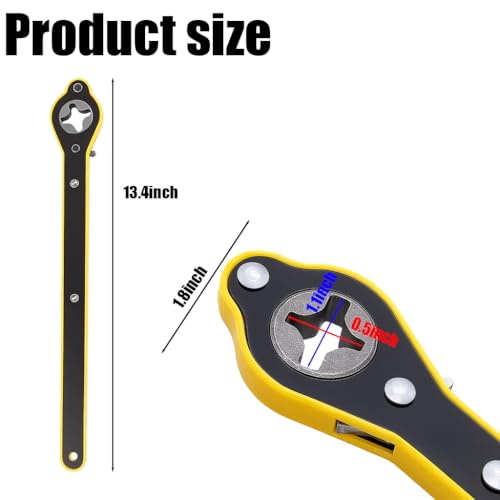 Car Jack Ratchet Wrench, 360° Swivel Labor-Saving Vehicle Tire Wheel Jack Lift Speed Handle Repaire Tool with Converter, Automotive Lug Wrench Accessories, Universal for SUV Travel Vans