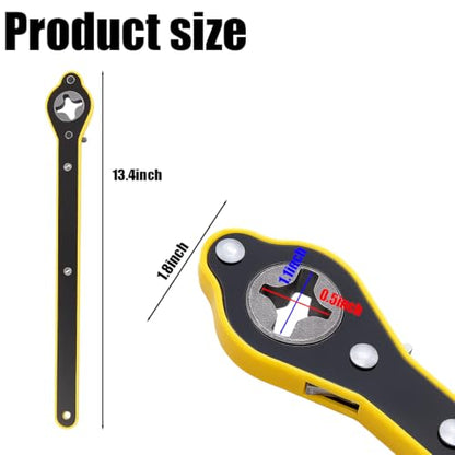 Car Jack Ratchet Wrench, 360° Swivel Labor-Saving Vehicle Tire Wheel Jack Lift Speed Handle Repaire Tool with Converter, Automotive Lug Wrench Accessories, Universal for SUV Travel Vans