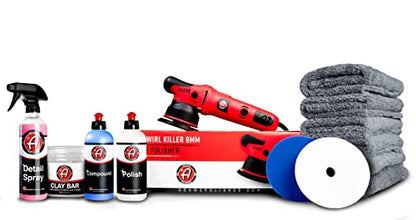 Adam's Polishes Medium Fine Grade Clay Bar & Polish Bundle - Includes 9mm Car Polisher, Detail Spray, Clay Bar, Polish, Compound, Polishing Pads & Microfiber Detailing Towels