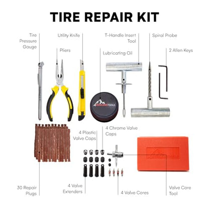 Boulder Tools Tire Repair Kit - Professional Heavy Duty Tire Plug Kit, Tubeless Tire Repair Kit for Flat Tire & Puncture Repair on Cars, Trucks, SUVs, ATVs, UTVs, RVs & Motorcycles - style: Tire Repair Kit