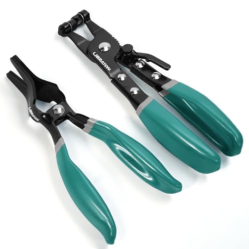 LIBRATON 2PCS Hose Clamp Pliers Set, Hose Clamp Tool, Hose Removal Pliers | for Fuel Oil Water Pipe, Swivel Hose Clamp Tool for Removal and Installation with Storage Pouch - size: hose clamp pliers+hose remover pliers