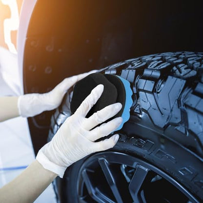 2 Pack Large Tire Shine Applicator Pad, Tire Hex Grip Applicator, Reusable Car Cleaning Supplies After Car Wash - color: A-gray and Blue