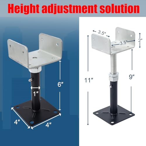 4 Pack U-Shaped Floor Jack for 4x2, 4x4, 4x6 Joists - Adjustable Steel Telepost with U-Head, Mini Screw Jack, Post Jack.6-9 Inch Adjustment Range. - size: 6-9