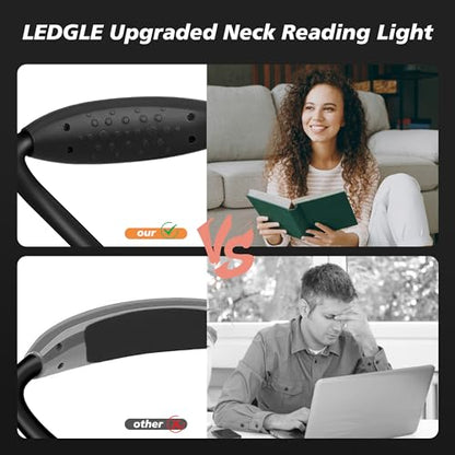 LEDGLE Updated Neck Light for Reading Books in Bed, LED Neck Lamp for Knitting with 1600K 3500K 6000KLighting + Flexible Comfortable Soft Silicone Arms, Perfect for Craft, Knitting, Repairing (Black) - style: Massage Particles- Black