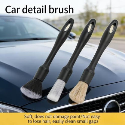 Car Interior Cleaning Brush Soft Bristle and Sharpening Wire Three Piece Set for Vent Gap, Dashboard and AC Dust Removal, Three-piece Set - color: Three-piece Set