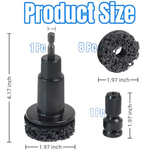 Wheel Hub Cleaning Tool Kit, Professional Brake Hub & Wheel Stud Cleaner with 8 Grinding Heads, Rust Removal & Resurfacing Kit for Car, Truck and SUV Maintenance, Fits Power Drill