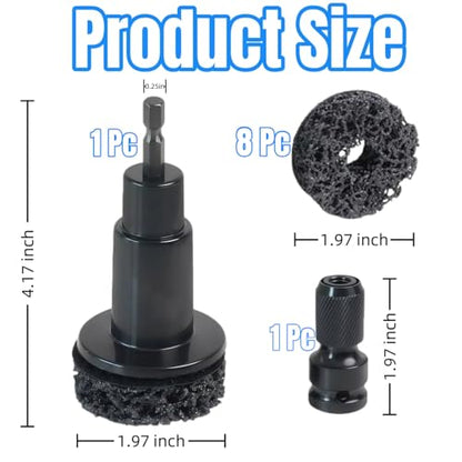 Wheel Hub Cleaning Tool Kit, Professional Brake Hub & Wheel Stud Cleaner with 8 Grinding Heads, Rust Removal & Resurfacing Kit for Car, Truck and SUV Maintenance, Fits Power Drill