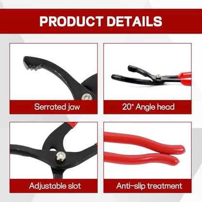 12" Adjustable Oil Filter Pliers, Oil Filters Removal Specialty Tool, 3-Position Oil Filter Wrench Removal Tool for 50-150mm Engine Filters, Conduit, Fittings, Car Accessories